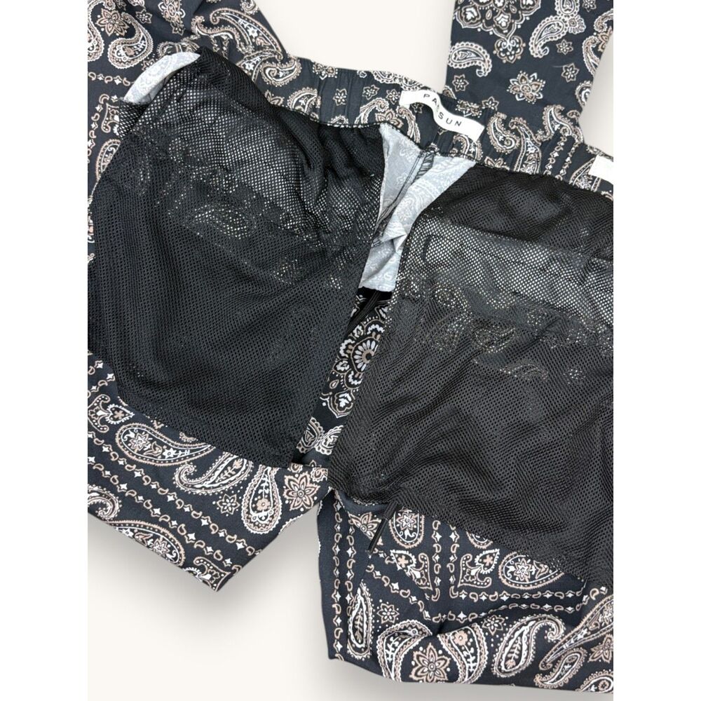 PacSun Men's Black Paisley Tapered Drawstring Pants Bandana Print Streetwear M - Picture 3 of 4